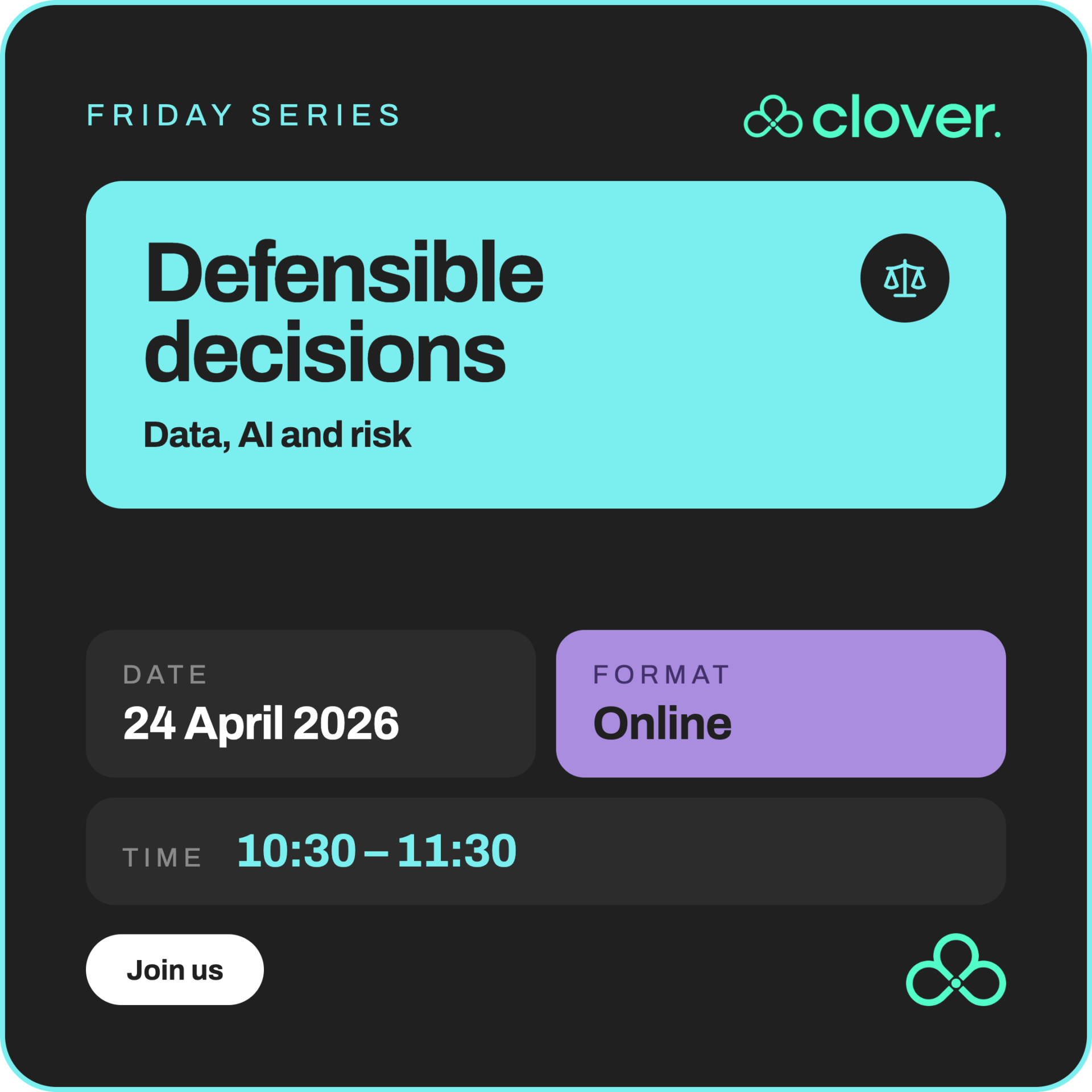 Friday Series: Defensible decisions – Data, AI and risk